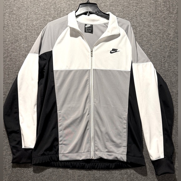 Nike jacket mens L black white gray colorblock full zip performance track gym - Picture 1 of 10